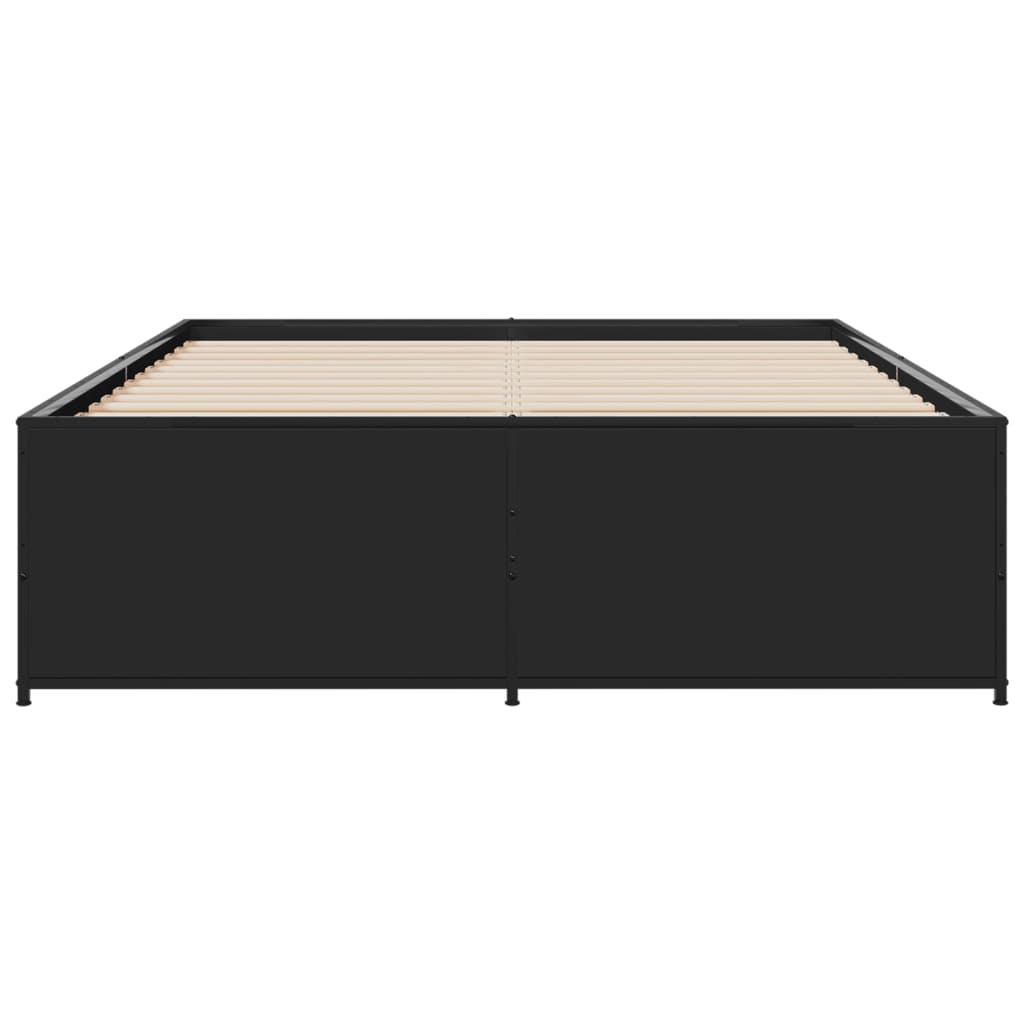 Black Bed Frame 120 x 190 cm Particleboard and Metal