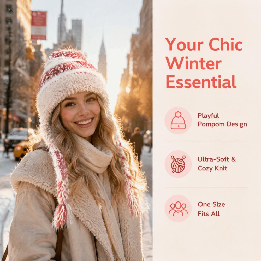 Warm Winter Hat Ear Protection Beanie Hats Cute Knitted Cap  Outdoor