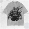 Hot Anime Baki Graphic T-shirt For Men's Clothing Summer Short Sleeve Pure Cotton Tee Shirt Vintage Y2k Washed Oversized Tshirt