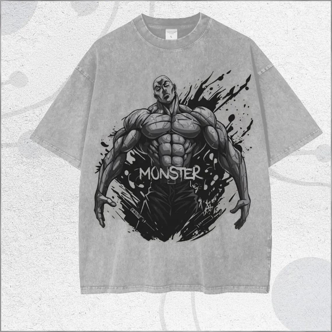 

Горячая аниме Баки Графическая футболка для мужской одежды Летняя с коротким рукавом Чистый хлопок Футболка Винтажная Y2k Стиранная Оверсайз Футболка S