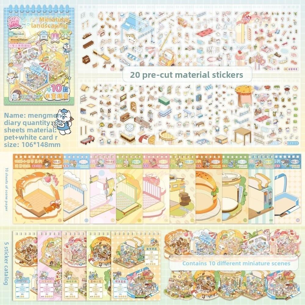 Mini Size 3D Landscape Sticker PET Pocket Sticker Book New DIY Sticker Books  For Kid Children