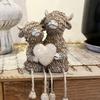 Hochland-Kuh-Figuren Dekorationen Kuh-Gnome mit Blume Harz-Statue Kalb-Liebhaber Geschenk für Bauernhaus Haus Garten Badezimmer