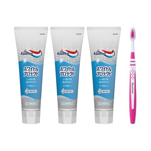

Aquafresh White & Protect Clean Mint Toothpaste, Cavity Prevention, 140g (3 tubes + toothbrush included) *Color cannot be selected