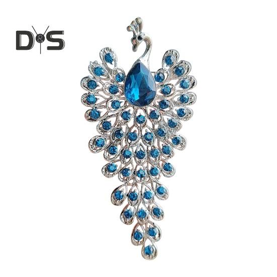 

Женская брошь в форме павлина в стиле ретро со стразами, декоративная противоскользящая износостойкая прищепка для воротника пальто, шляпы, шарфа, украшения для одежды, выпускного бала, одежды синий