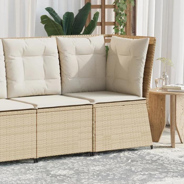 VidaXL Canapé d'angle de jardin avec coussins beige résine tressée, canapé d'angle de jardin, siège d'angle de jardin, 368986
