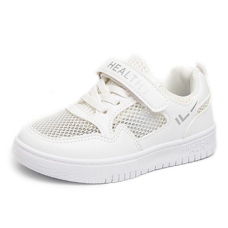2025 spring and summer little white shoes children's mesh boys and girls board shoes medium and older children's leather versatile casual sports sho