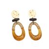 Maillard-Style Handmade Geometric Oval Amber Earrings: High-End Retro Light Luxury for Women