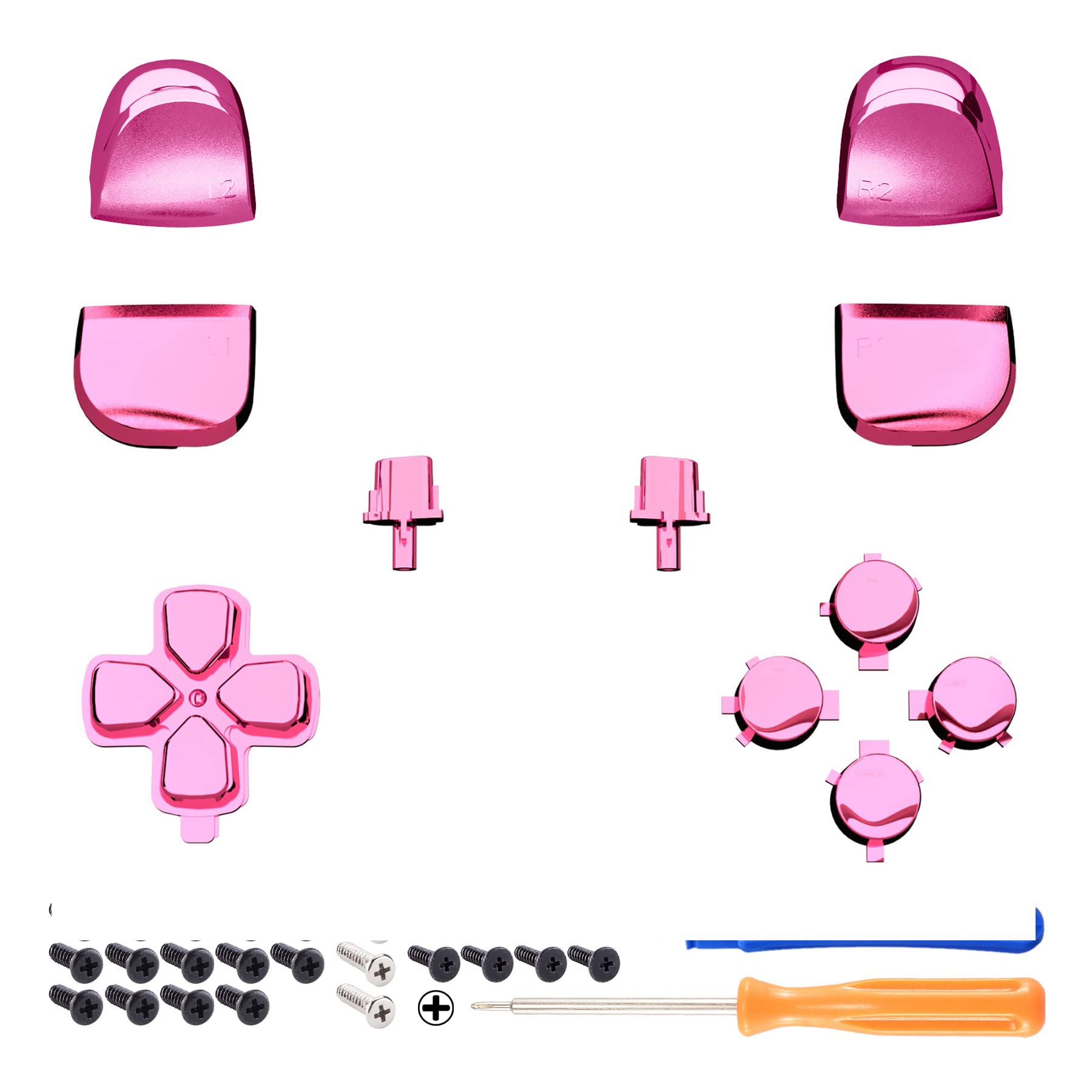 

eXtremeRate Заміна для контролера PS5 Share Додатковий Хромований Набір Кнопок для Контролера PlayStation 5 Не D-Pad (BDM-010 & 020), R1, L1,