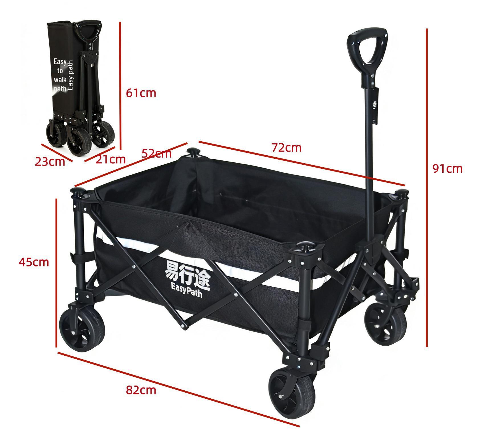 Foldable Children s Camping Cart with Reflective Strips чёрный