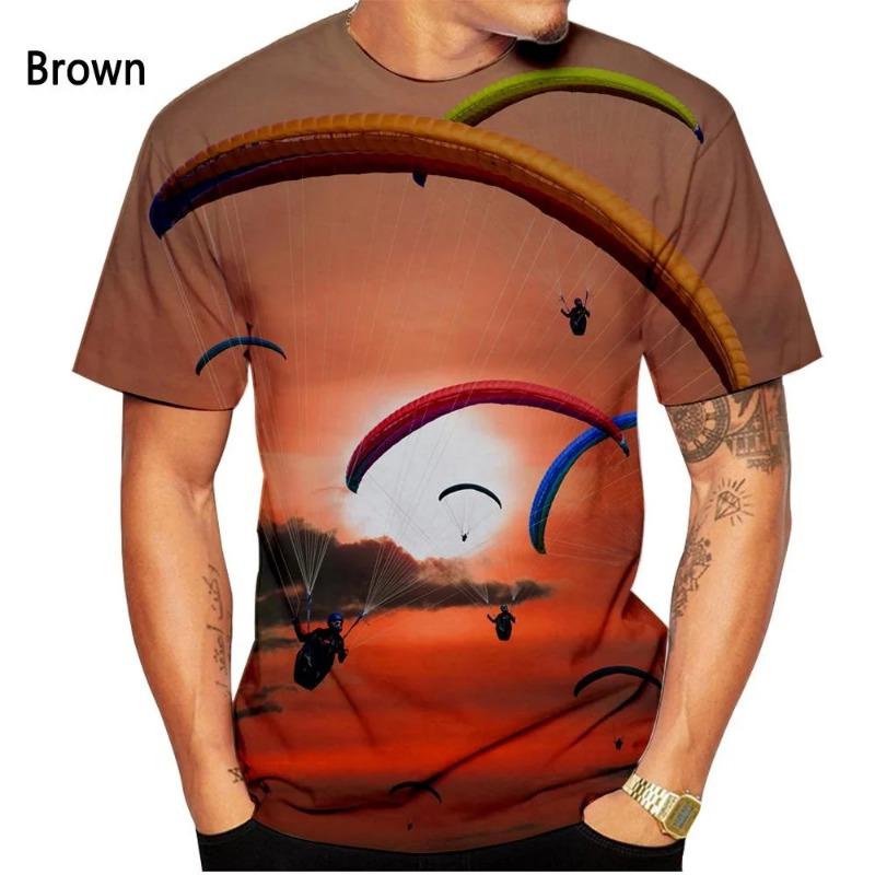 

New Fashion Summer Casual Short Sleeve Streetwear Shirt Extreme Sports Paraglider 3D Printed T-shirt Men s and Women s Top XXS