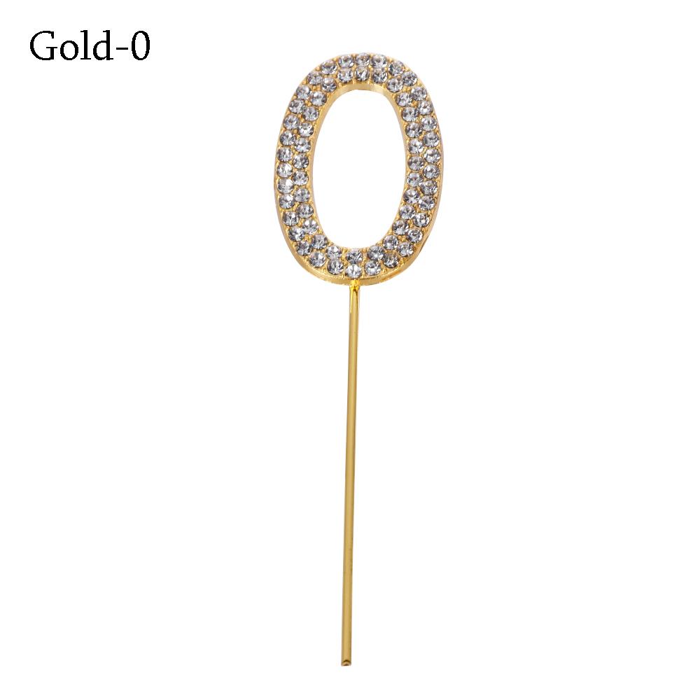 1PC Number"0-9" Cake Topper Gold Diamond-studded Cake Topper for Dessert Anniversary Birthday Party Decoration Wedding Supplies