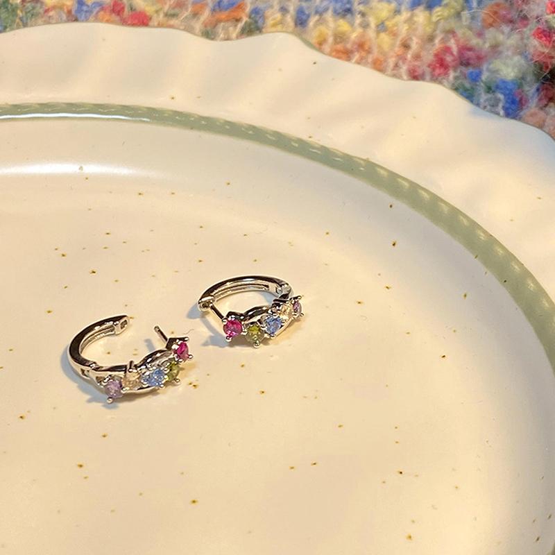 1Pair Korean  Vintage Colorful  Hoop Earrings For Women Aesthetic Jewelry Chic Wedding Party Accessories