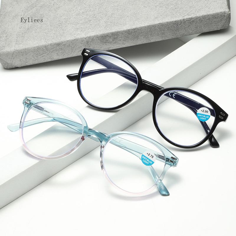 Vintage Ultralight Reading Glasses Men Women Round Glasses Frames for Read Female Black Blue Eyeglasses Glasses Frame +100 +150