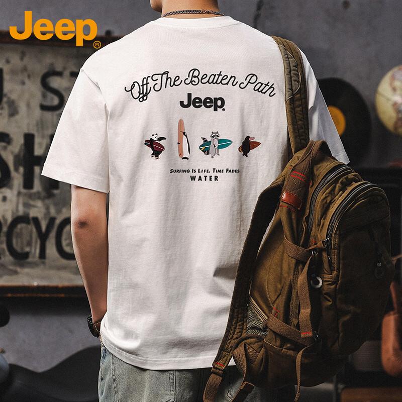 JEEP Men s Summer Loose Fit Retro Crew Neck Short Sleeve T-Shirt XL