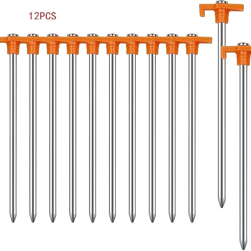 Outdoor Tent Nail Tent stakes, camping stakes7.1 Inch Rust-Free Metal Tent Stakes Ground Pegs Tent Stakes for Camping, Garden, Hiking, Orange Color 12Pieces