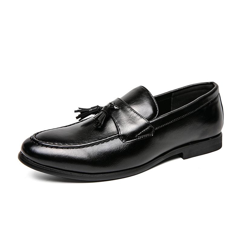 Men s Spring Leather Slip-On Business Shoes - Pointed Toe British Style Casuals 44