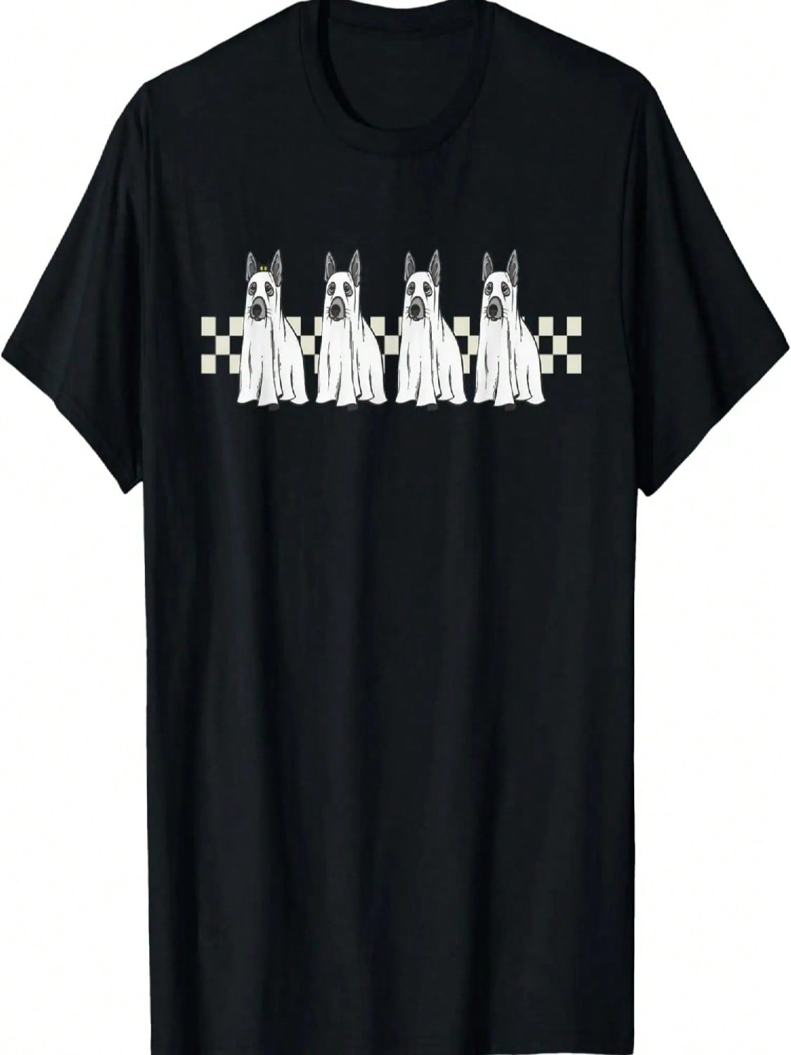 Dog Ghost Tee Halloween Dog Ghost Checkerboard Retro Graphic T-Shirt S разноцветный