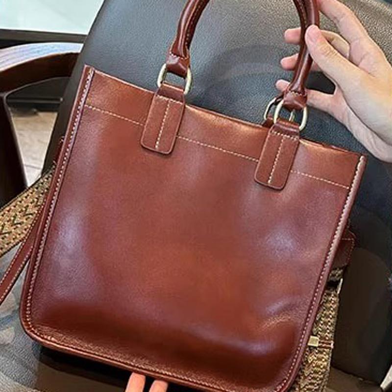 Fashionable new large capacity textured women's handbag, single shoulder crossbody bag, retro square tote bag