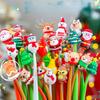 10-50pcs Mixed Cartoon Christmas Pens Soft Silicone Gel Ink Rocking Pens Kids New Year Gifts Stationery 2025 Christmas Decor