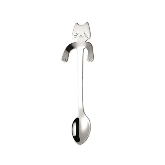 304 Stainless Steel Coffee Spoon Hanging Cat Spoon Short серебряный