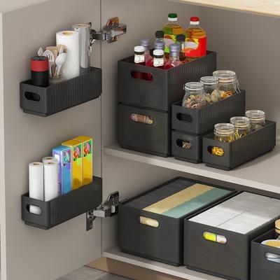 Wall Mounted Folding Plastic Storage Rack Multifunctional Cabinet Organizer Shelf Punch Free Kitchen Storage Organizer