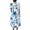 Women's Casual V Neck Short Sleeve Floral Print Dress Midi Length Wrap Style Lightweight Fabric Summer Dress