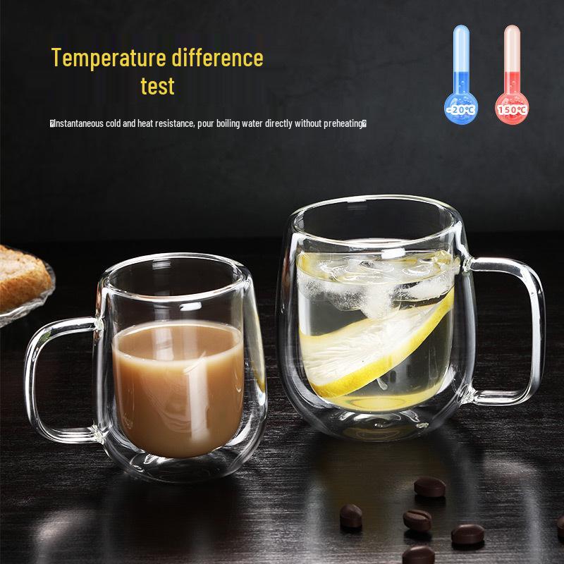 Πρωινό Κούπα με Χειρολαβή από Διπλό Τοίχωμα Βοριοπυριτικού Γυαλιού