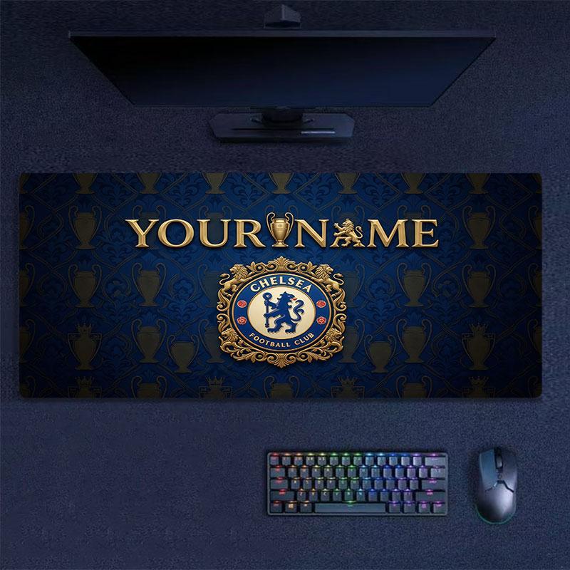 Custom Name,Chelsea Mouse Pad, Large Gaming Desk Mat, Non-slip XXL Mousepad for Laptop & Tablet, Mini PC Playmat with Stitched Edges