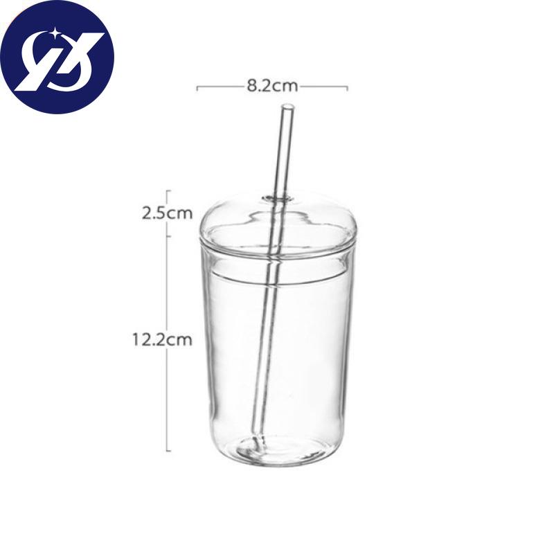 1/3 Pcs Nordic Transparent Glass Coffee Mug Heat Resistant Tea Milk Water Cup with Cover and Straw 500ml