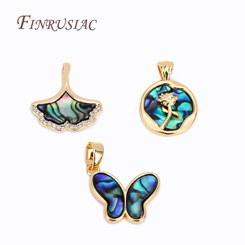 18K Real Gold Plated Abalone Shell Classic Pendants For Necklace Making,Charms DIY Jewelry Making Findings Accessories