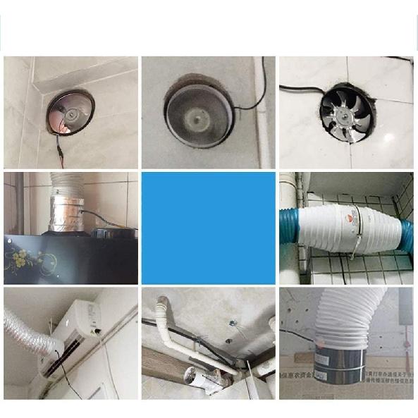 7Inch Inline Duct Fan Air Ventilator Metal Pipe Ventilation Exhaust Fan Mini Extractor Bathroom Toilet Wall Fan Duct