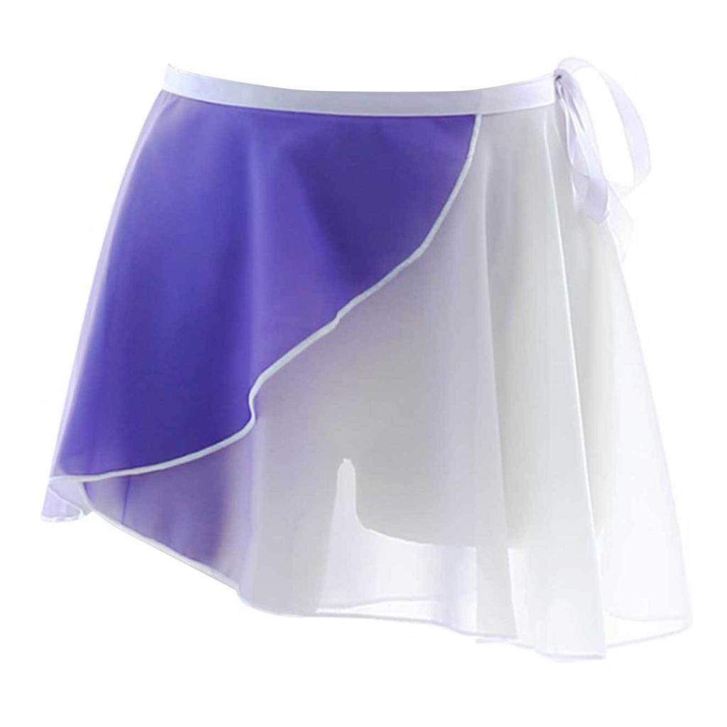Womens Lace-up Gradient Chiffon Wrap Skirt Ballet Dance Training Gymnastics Performance Asymmetric Mini Skirt