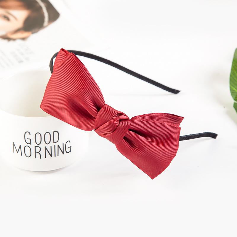 Korean Plaid Fabric Striped Headband with White Edge Knot for Women