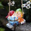 1 Zwergenpaar mit Hut schaukelnd, Hofgarten-Dekoration Anhänger, Valentinstags-/Hochzeitsdekoration