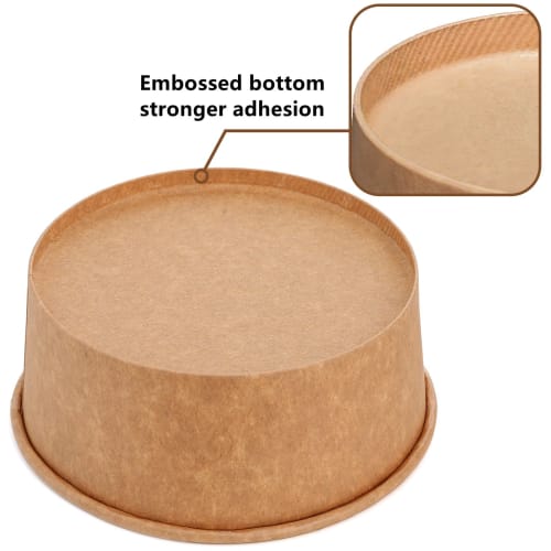 Lyellfe 50-Pack Kraft Paper Bowls with Lids, 25 oz. Disposable Soup Serving Bowls, 100% Biodegradable Salad Bowls, On-the-Go Food Containers for Party