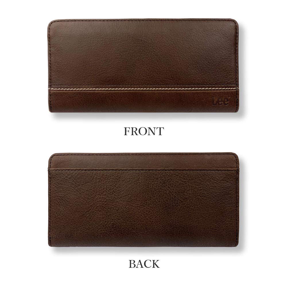 Lee Stitch Design Round Zipper Long Wallet (KHAKI)