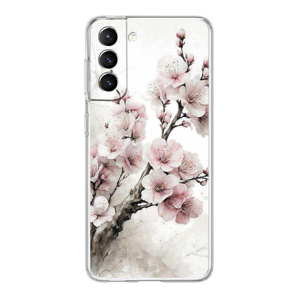 Cherry Blossom Tree Phone Case For Samsung Galaxy S24 S23 S22 S20 Ultra S21 FE 5G S10 S9 Plus S10E S8 Soft Silicone Clear Cover