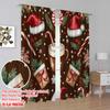 2pcs,2D plane printing Light Filtering Curtains Christmas Coffee Snowflakes Holiday (2) Versatile Fabric (without rod) Gifts Use