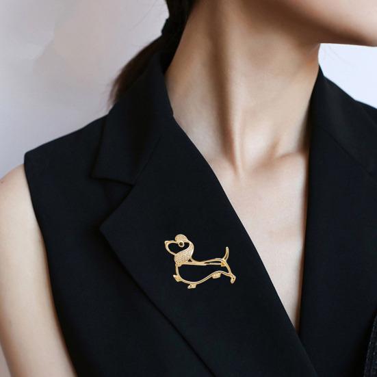 Women Brooch Hollow Design Smooth Polish Puppy Shape Lapel Pin Zinc Alloy Multi-Purpose Badge Scarf Shawl Bag Accessory