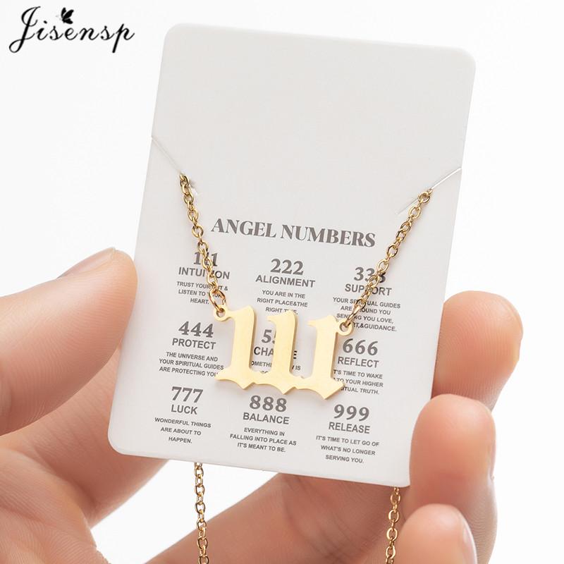 Stainless Steel Angel Number Lucky Numbers Necklaces 111 222 333 444 555 888 999 777 666 Pendant Necklace Charms Jewelry
