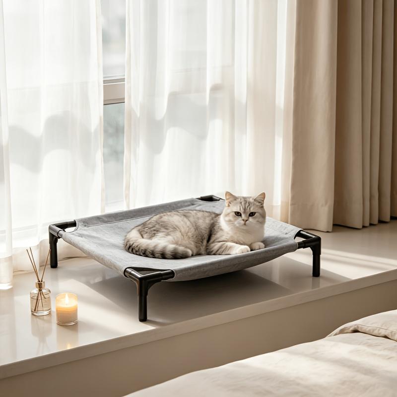 Small Elevated Pet Cot for Cats and Small Dogs, Portable Folding Bed for Indoor Outdoor Use