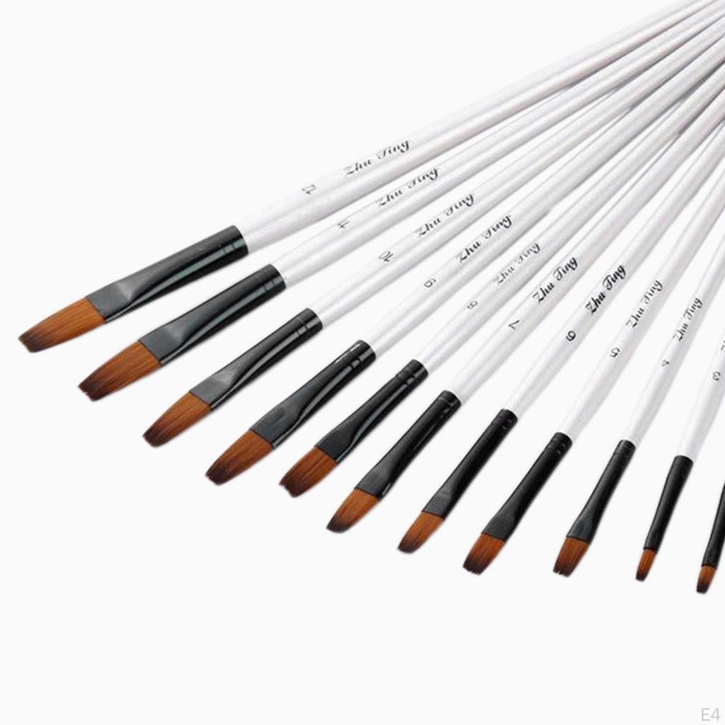 1 Mixed Set - Nylon Hair Handle Brush for Acrylic Beginners Art Supplies