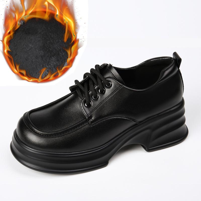 

Yuexinwang genuine leather flat for Huizhou women s shoes Su Yinyin same platform shoes autumn and winter new college style small leather shoes 40