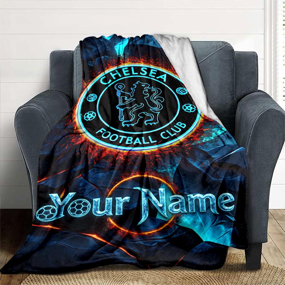 Chelsea Fc Football Player Personalized Text Blanket Cozy Customizable Blanket Warmthful Decor Versatile for Living Room Chair Sofa Nap