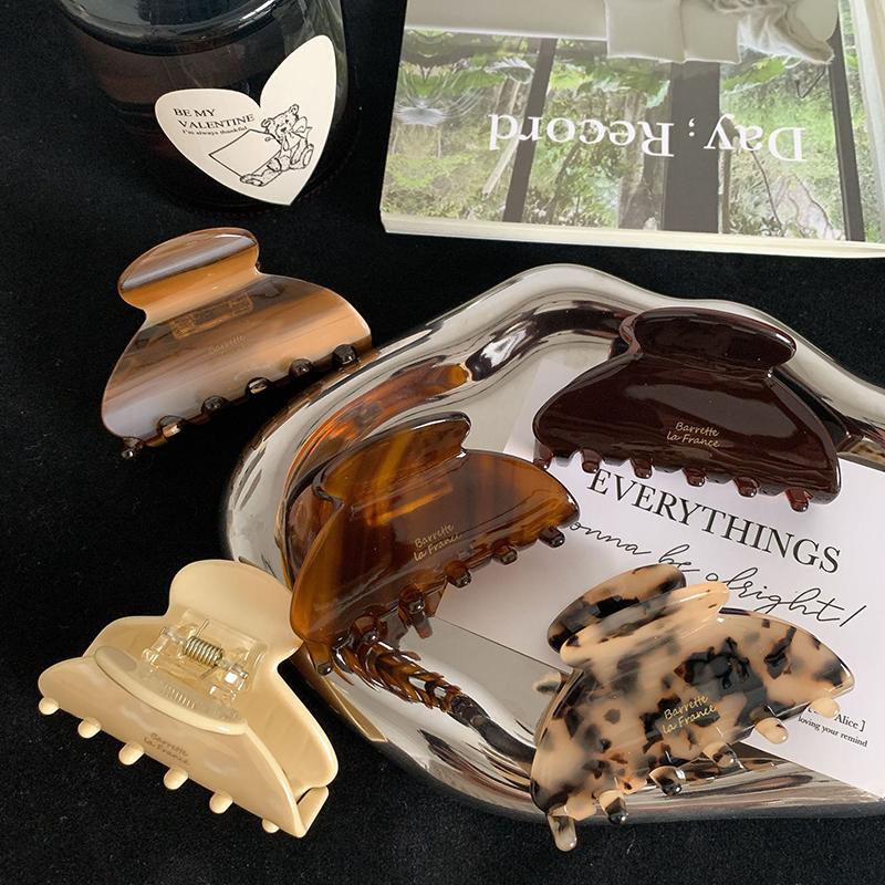 Korean Retro 6.6cm Oval Milky Coffee Brown Half Hair Clip Hair Accessories Simple Acetic Acid Shark Clip For Woman Girls