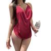Sexy Pile Collar Hanging Neck Tie Sexy Lingerie Pure Desire Perspective Temptation Silky Dress Elegant Mesh Lace Sweet Women S6D