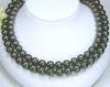 [Your and My Jewelry Box] Black Pearl Necklace and Earrings (Piercings) Set, Peacock Color  Black Mother-of-Pearl Pearls 8.0mm and Up Size Made In