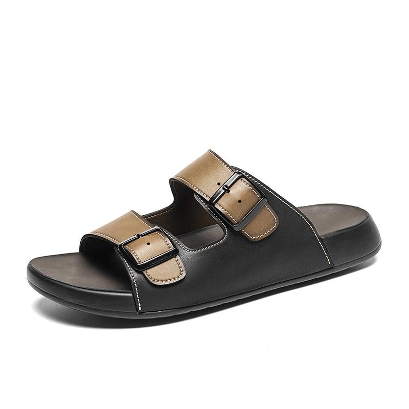 Fashion Summer Handmade Leather Slippers Fashion Trendy Men's Flip-flops Outdoor Breathable Half Drag Comfortable Men's Simple Sandals