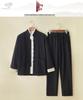 Men's Chinese Spring/Autumn Cotton Linen Tang Suit: 3-Piece Hanfu with Frog Buttons, Monk & Tea Ceremony Robe