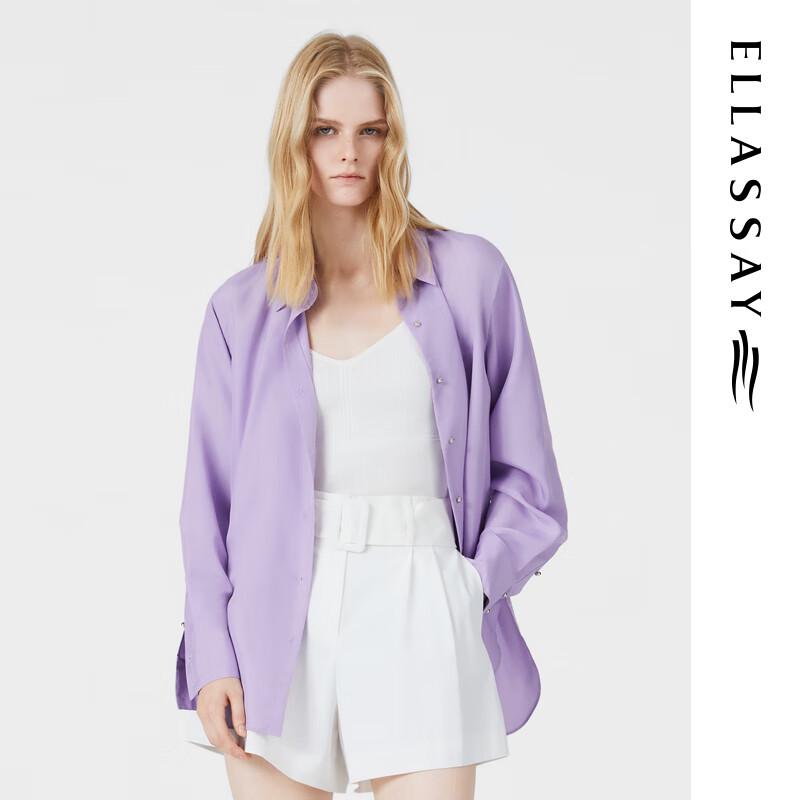 ELLASSAY Women s Classic Mulberry Silk Button-Front Shirt L